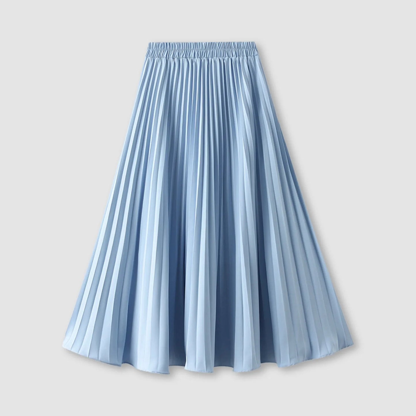 JuliaFashion - Women's Pleated Skirt Spring Summer Elastic Waist Slim Long A Line Skirt Double Layer Chiffon Skirts Solid Midi Pleated Skirt Dress