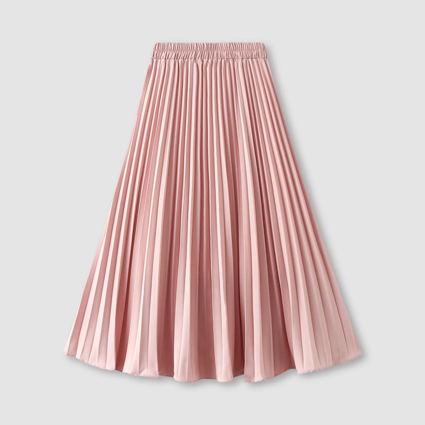 JuliaFashion - Women's Pleated Skirt Spring Summer Elastic Waist Slim Long A Line Skirt Double Layer Chiffon Skirts Solid Midi Pleated Skirt Dress