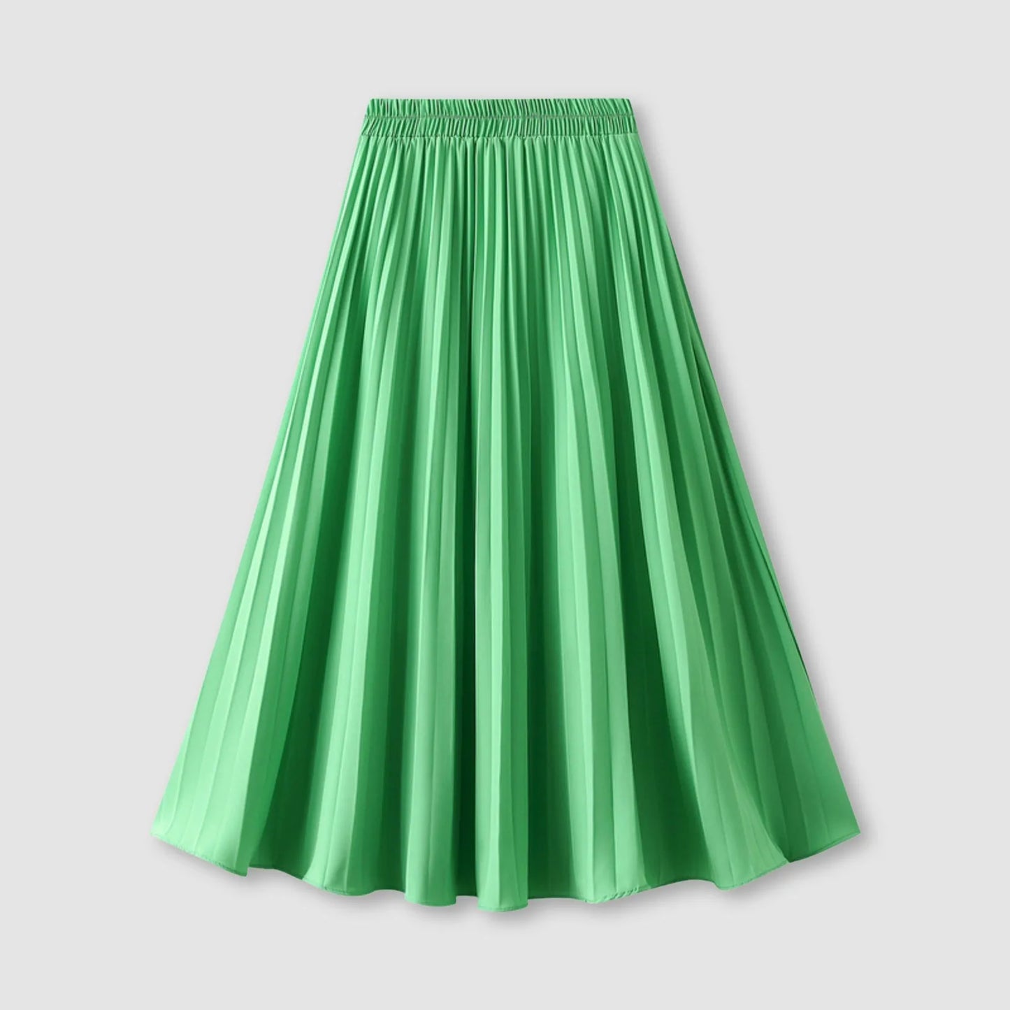 JuliaFashion - Women's Pleated Skirt Spring Summer Elastic Waist Slim Long A Line Skirt Double Layer Chiffon Skirts Solid Midi Pleated Skirt Dress