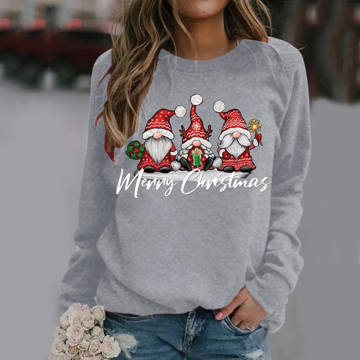 Merry Christmas All Season Fashion New Design Long Sleeve Hoodie Grey / M Hoodies-L