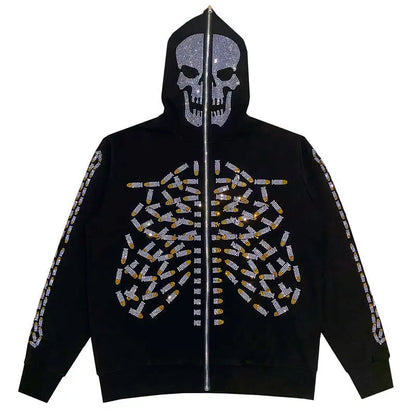 New Y2K Diamond Skull Top Spring Clothing Sweatshirt Hoody