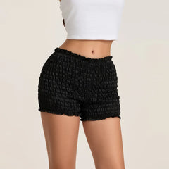 Mid Rise Ruched Elastic Waist Short short-250223