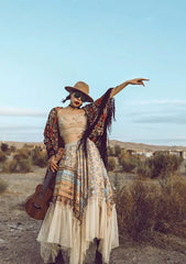 Bohemian Colorful Embroidery Lace Ruffles Asymmetrical Skirt skirt-250126