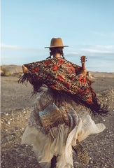 Bohemian Colorful Embroidery Lace Ruffles Asymmetrical Skirt skirt-250126