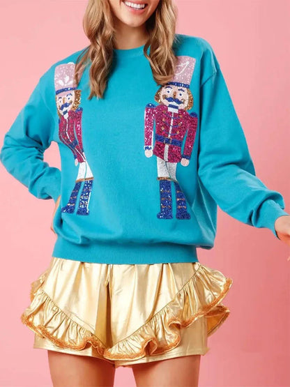 Sequin Nutcracker Holiday Christmas Hoodie