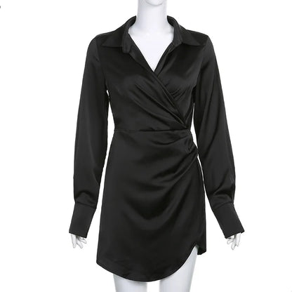 Julia Fashion - Draping Collage Kink Shirt Style Mini Dress