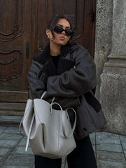 Vintage Chic Warm Stylish Loose Long Sleeved Faux Fur Jacket