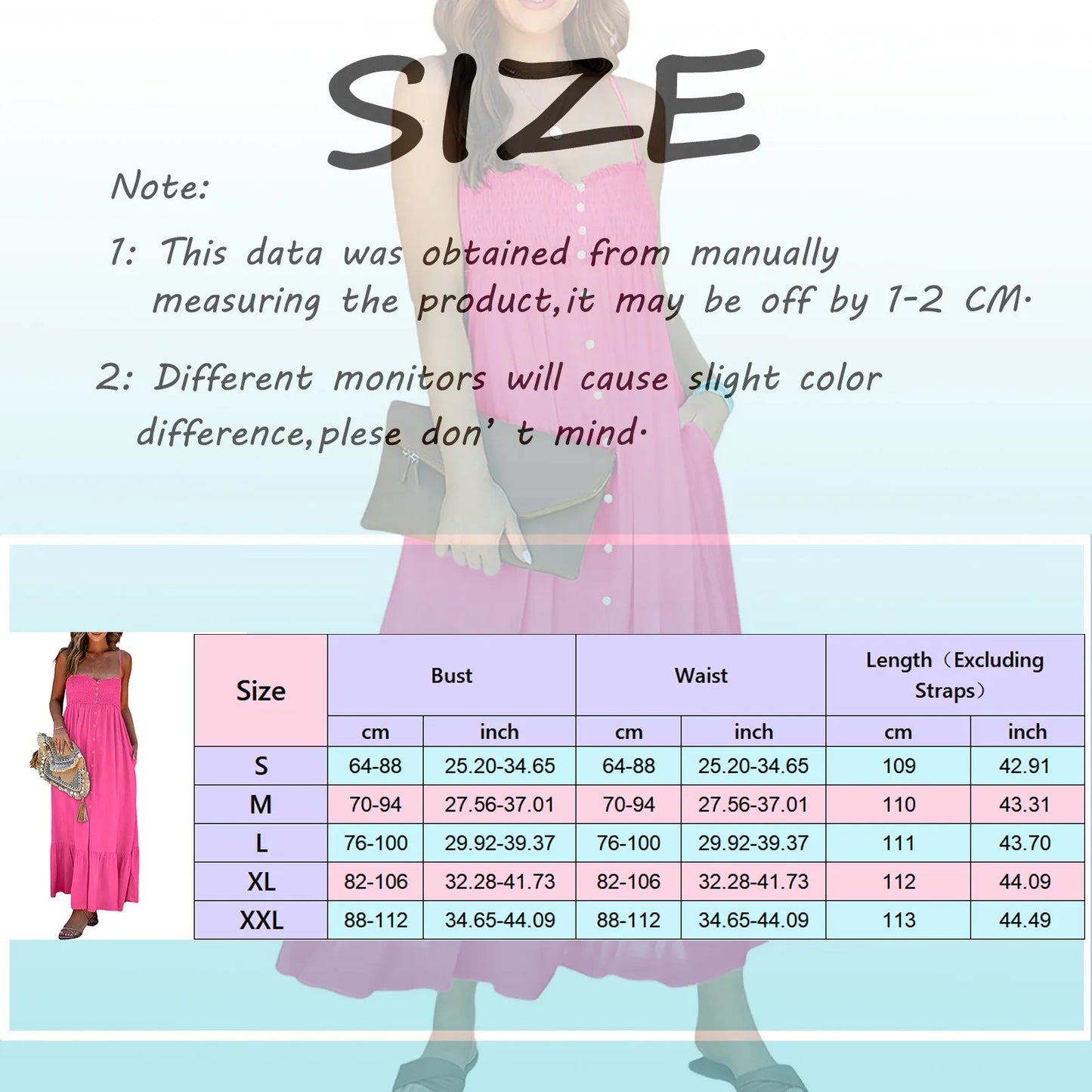 JuliaFashion - Womens Summer Casual Sleeveless Spaghetti Strap Button Down Smocked Beach Long Maxi With For Beaches Dress