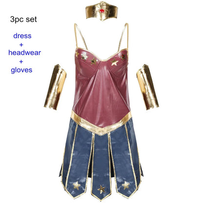 Wonder Woman Superman Corset Outfit Halloween Carnival Cosplay Attire