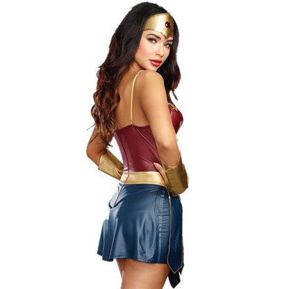 Wonder Woman Superman Corset Outfit Halloween Carnival Cosplay Attire