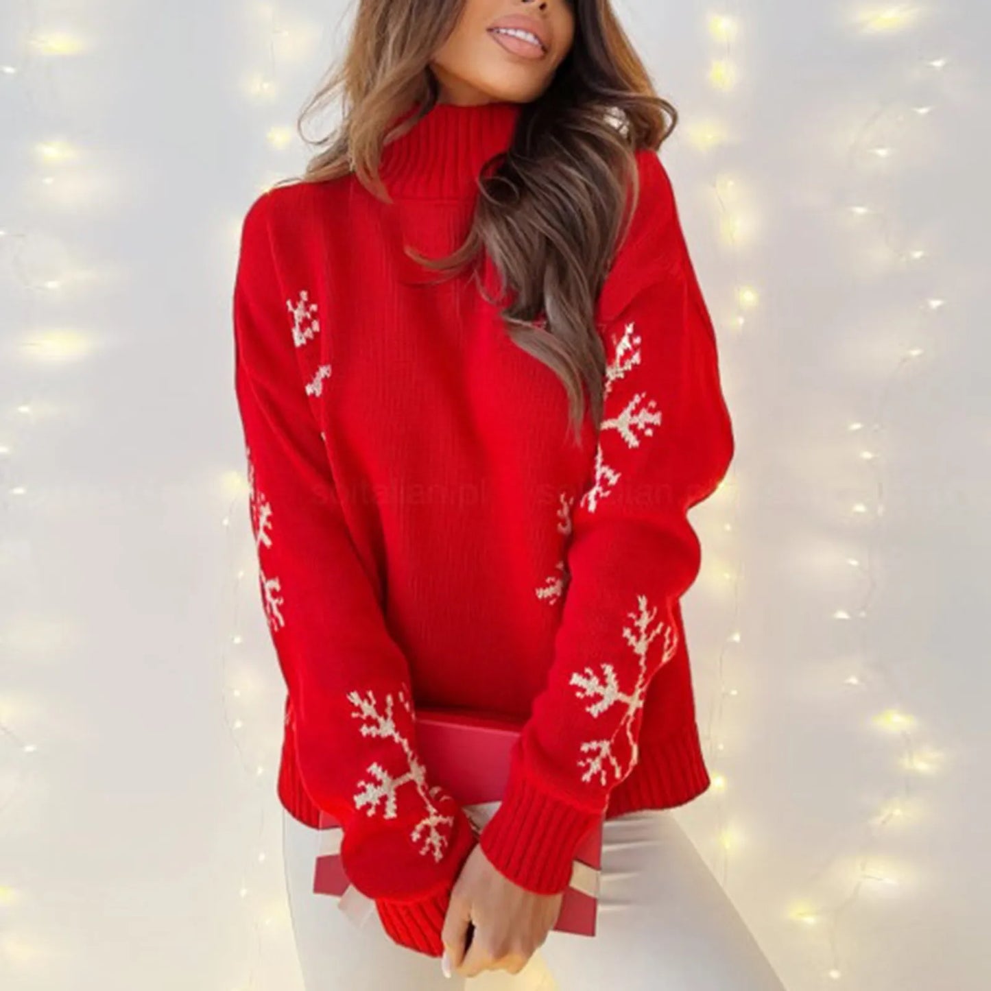 Casual Soft O Neck Long Sleeve Thick Warm Christmas Sweater Red-7 / S Sweaters-L