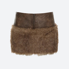 Y2K Faux Fur Mini Skirt