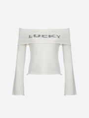 Y2K Lucky Girl Off Shoulder Top