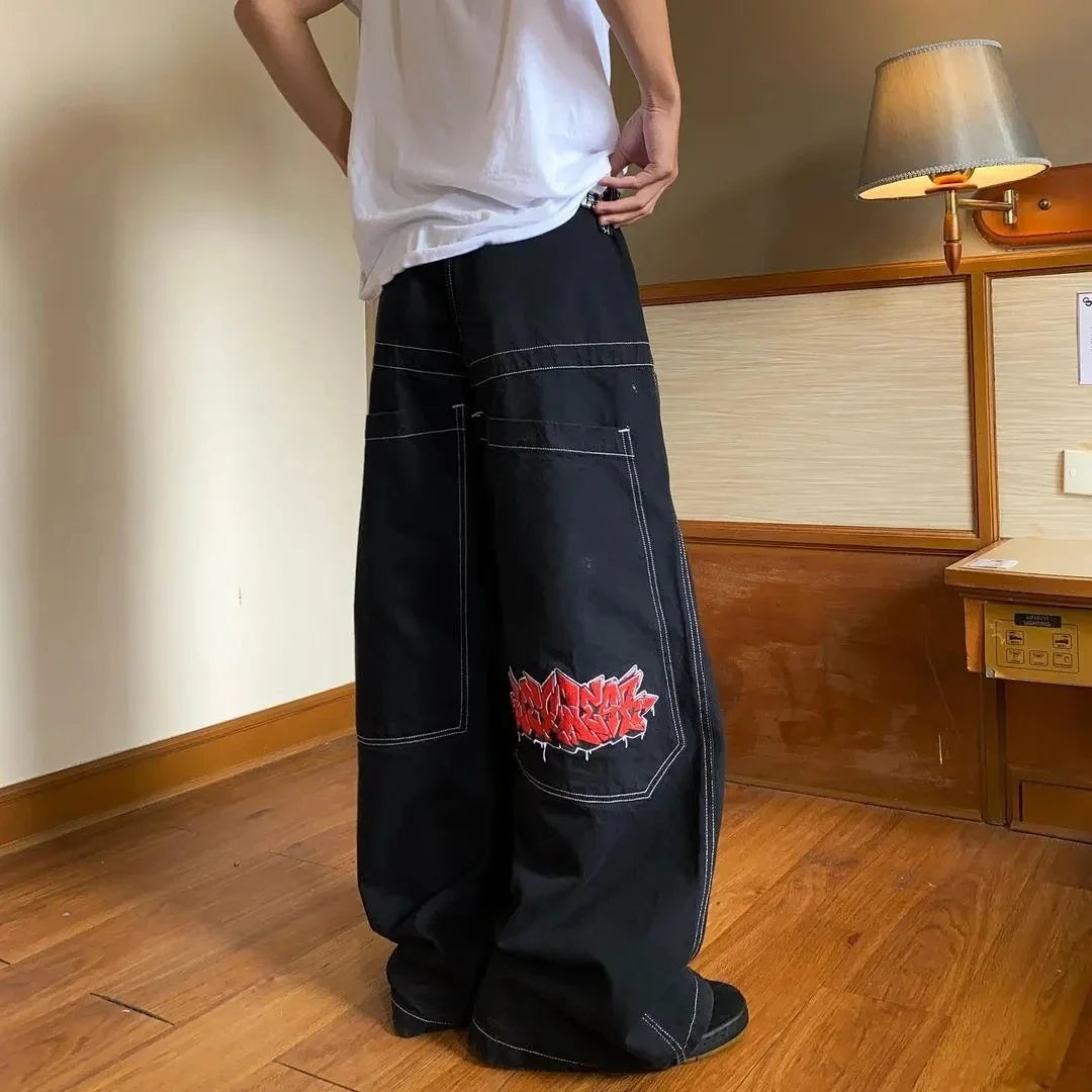 Y2K Streetwear Hop Jeans Hip Baggy Wide Men Vintage Leg Pants