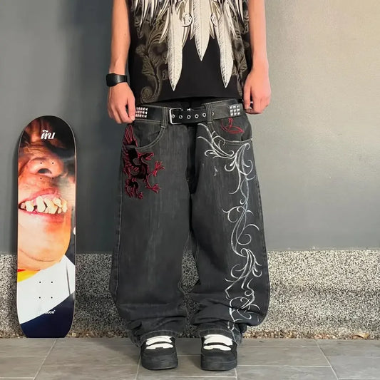 Y2K Streetwear Hop Jeans Hip Baggy Wide Men Vintage Leg Pants