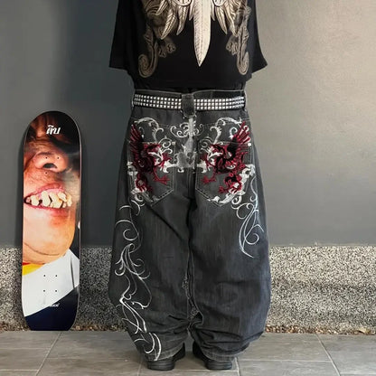 Y2K Streetwear Hop Jeans Hip Baggy Wide Men Vintage Leg Pants