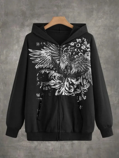 Y2K Casual Vintage Gothic Stylish Zip Up Hoodie