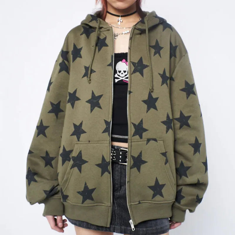 Vintage Oversized Stylish Star Grunge Hoodie