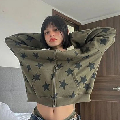 Vintage Gothic Fashion Stylish Stars Print Hoodie