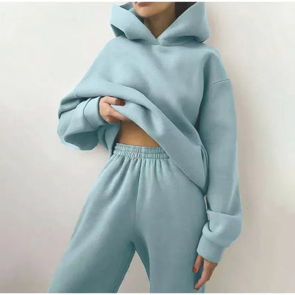 Warm Casual Long Sleeve Fleece Tracksuit Hoodie