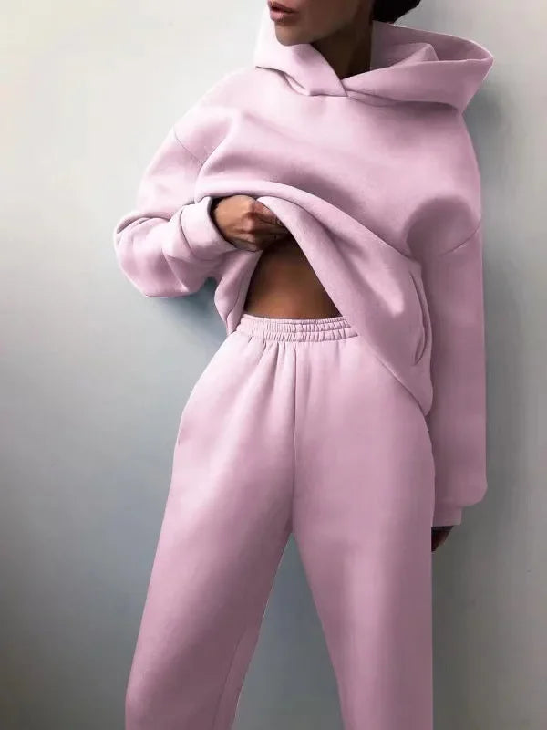 Warm Casual Long Sleeve Fleece Tracksuit Hoodie