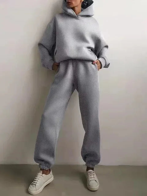 Warm Casual Long Sleeve Fleece Tracksuit Hoodie