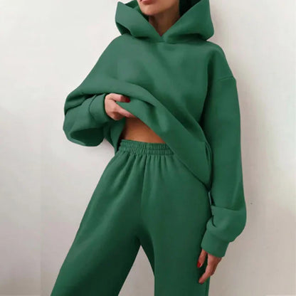 Warm Casual Long Sleeve Fleece Tracksuit Hoodie