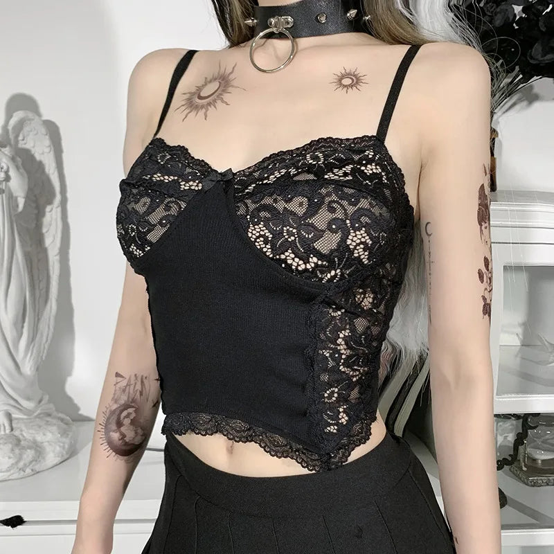 Gothic Lace Punk Crop Top