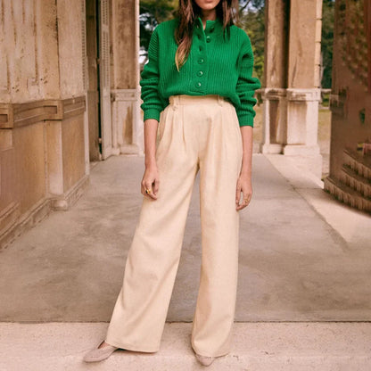 Cozy Warm Jacquard Long Sleeve Button Female Casual Christmas Sweater Sweaters-L