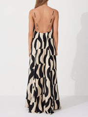 Scooped Back Relaxed Charming Fit Style Maxi Dress Dresses