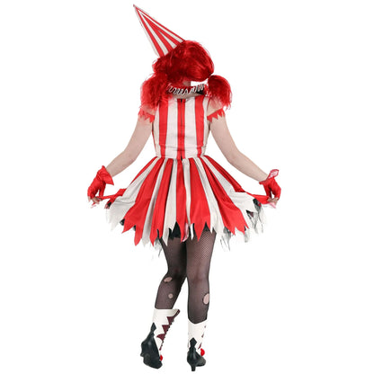 Clown Cosplay Dress Women Scary Carnival Party Halloween Costume