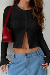 Stretch Fit Flare Sleeve Cardigan S / Black
