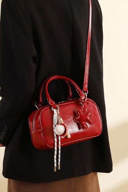 Red Charm Minimalist Retro Handbag Sleek Commuter Bag