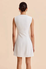 Sleeveless Button Front Mini Work Dress