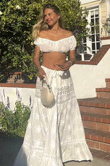 Two Piece Lace Tube Top Boho Skirt Set