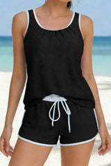 Sporty Tank Boyshorts Loose Fit Two Piece Swim Set