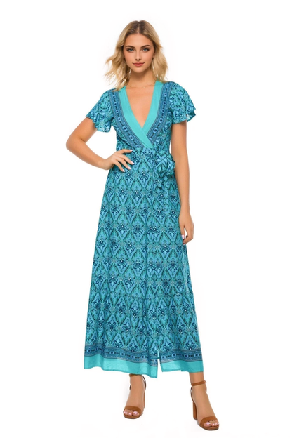 JuliaFashion-Boho Chic Summer Wrap Long Dress