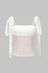 Satin Ruched Tie-Up Slip Cami Top