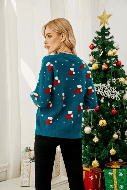 JuliaFashion - 2024 Women's Sweater Christmas Style New O-Neck Loose Knitted Pullover