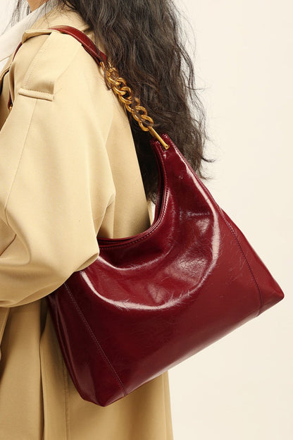 Red Large Capacity Tote Bag Elegant Shoulder Underarm Bag