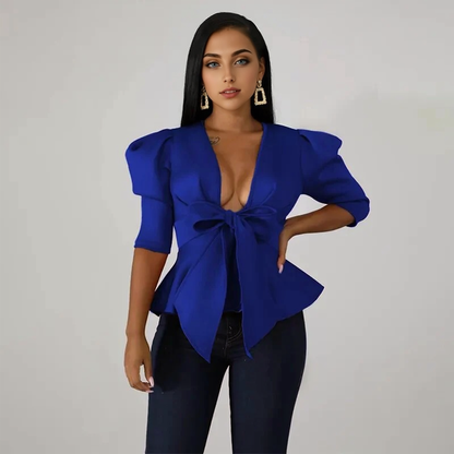 JuliaFashion - 2024 Sexy Deep V-Neck Party Blouses