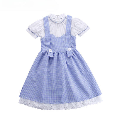 Fairytale Wizard Of Oz Dorothy Blue Gingham Outfit Carnival Halloween Attire