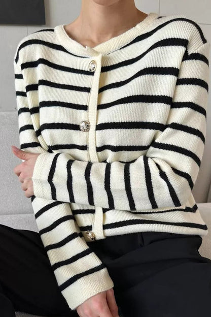 Short Striped Knit Christmas Cardigan