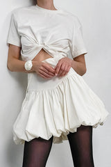 Cotton A-Line High Waist Versatile Mini Skirt