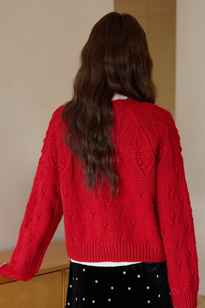 Vintage Crochet Knit Christmas Cardigan