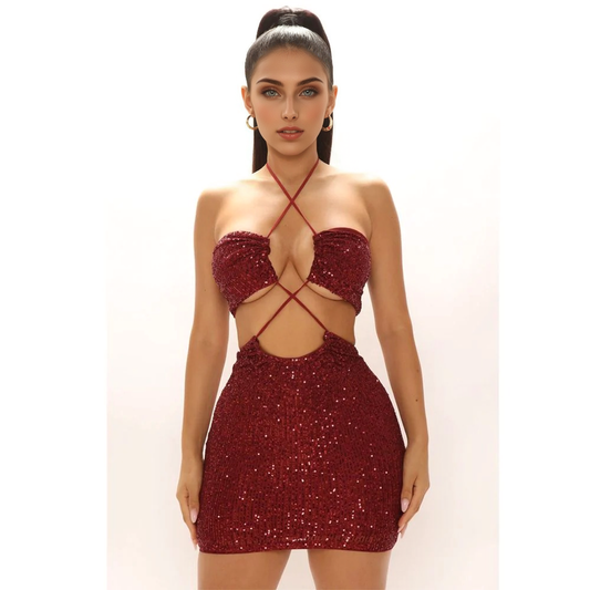 Julia Fashion - Sexy Mesh Sequin Summer Dress