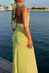 Backless V-Neck Sleeveless Maxi Dress