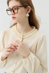 Round Neck Lace Long Sleeve Cardigan