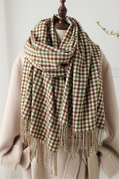 Checkered Thermal Shawl Christmas Scarf