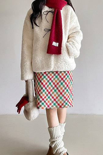 Checkered Wool Christmas Skirt